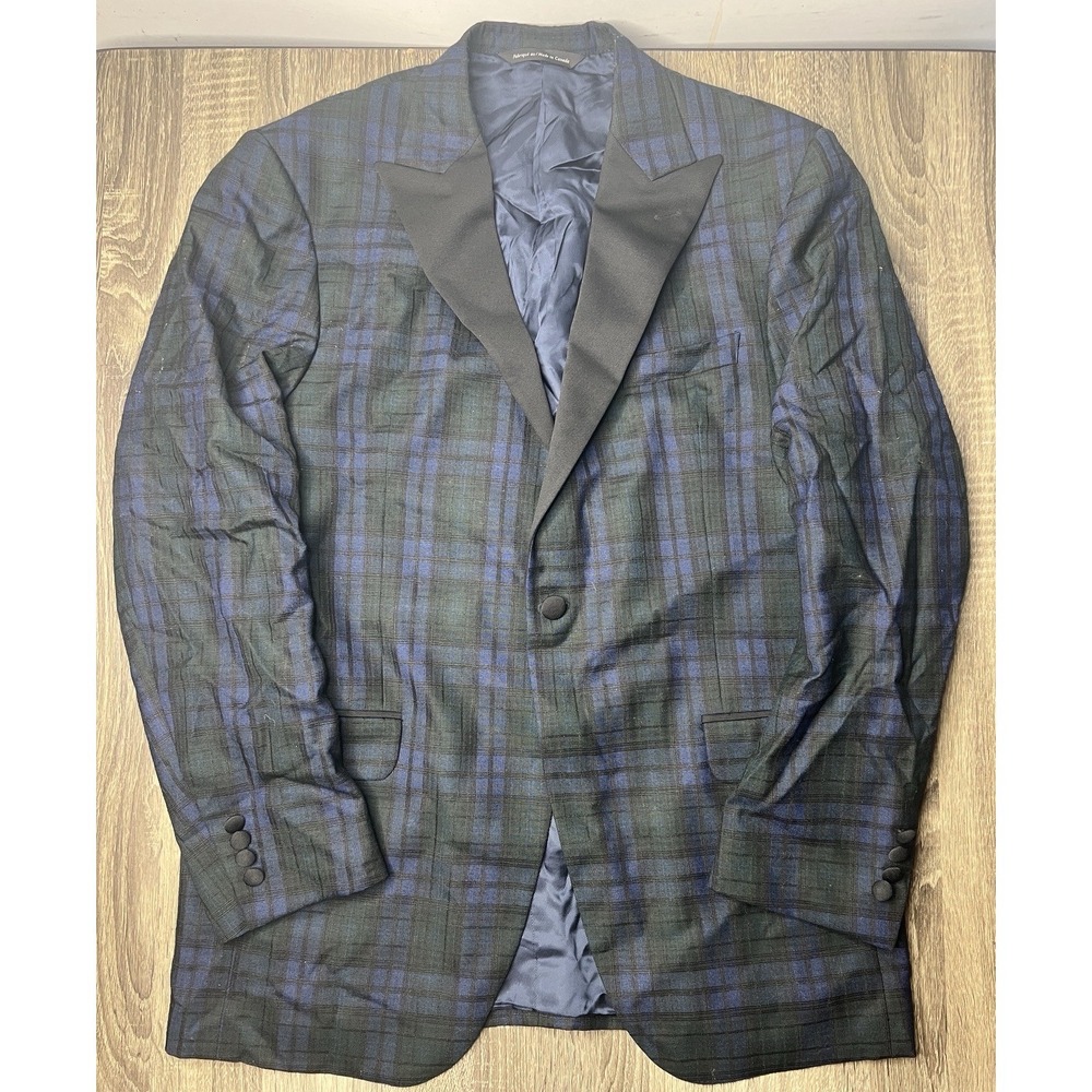 Maus & Hoffman Tartan Wool Tuxedo Dinner Jacket Blazer 1-Button Sz 42 Tall
